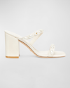 Stuart Weitzman Pearlita Metallic Two-band Wedge Sandals In Seashell