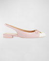 Stuart Weitzman Sleek Bicolor Slingback Ballerina Flats In Ballet Cream