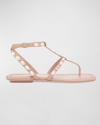Stuart Weitzman Sandalen Aus Leder Mit Kunstperlen In Clay