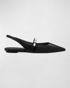 Stuart Weitzman Pearl Pointed Toe Ballerina Shoes In Black