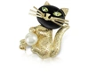 GUCCI DESIGNER BROOCHES & PINS GREEN-EYED CAT PIN