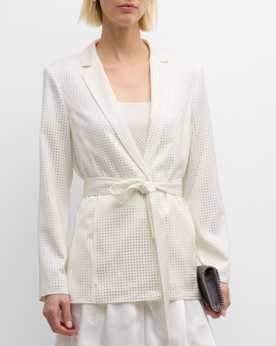 Kobi Halperin Brett Rhinestone Tie-waist Jacket In Ivory