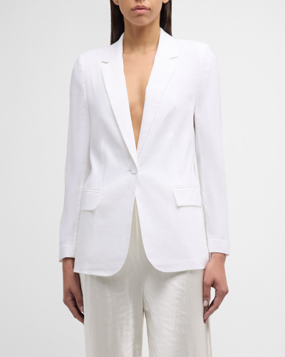 Kobi Halperin Bria Viscose Linen Cutaway Blazer Jacket In White