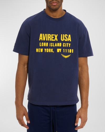 Avirex Men's Aviator Short-sleeve Crewneck T-shirt In Varsity Blue