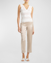 Josie Natori V-neck Floral Lace Tank In Warm White