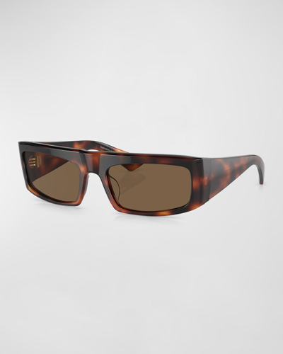 KHAITE BOLD ACETATE RECTANGLE SUNGLASSES
