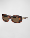 Khaite X Oliver Peoples Beveled Acetate Rectangle Sunglasses In Neutral