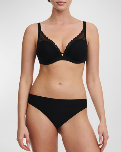 Chantelle Norah Chic Lace Plunge T-shirt Bra In Black