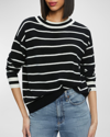 Alice And Olivia Fila Wool Blend Crewneck Sweater In Blackecru