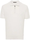 Corneliani Zip-up Cotton Polo Shirt In White