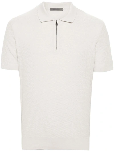 Corneliani Purl-knit Cotton Polo Shirt In White