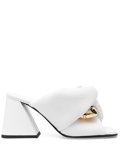 Jw Anderson Chain Twist Leather Mules In White