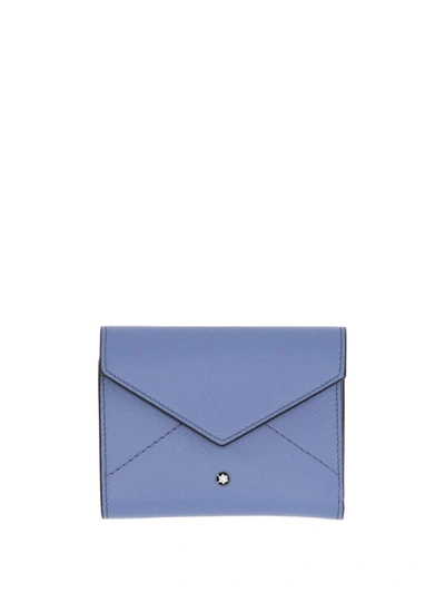 Montblanc Logo Plaque Envelope Wallets In Blue