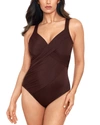 Miraclesuit Revele Wrap-front One-piece Swimsuit In Brown