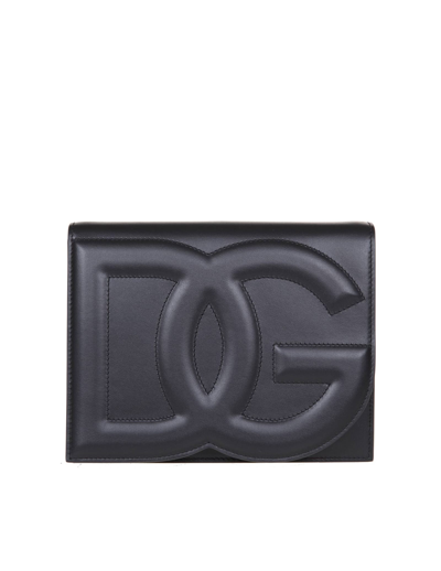 Dolce & Gabbana Crossbody Bag In Leather With Logo In Black