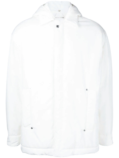 Alyx White Cotton Blend Padded Hooded Jacket In Weiss