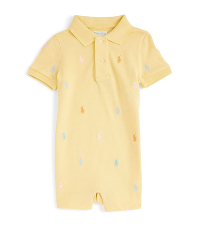Ralph Lauren Babies' Cotton Polo Shirt Playsuit (3-12 Months) In Yellow