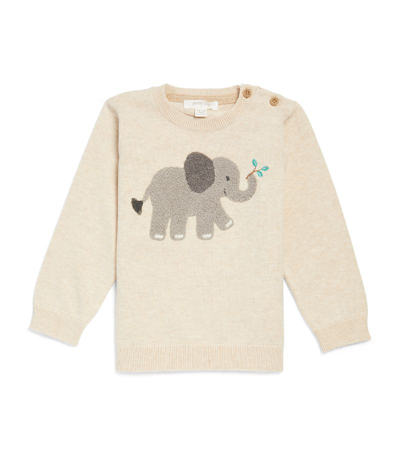 Purebaby Babies' Cotton Elephant Jumper (0-24 Months) In Ivory