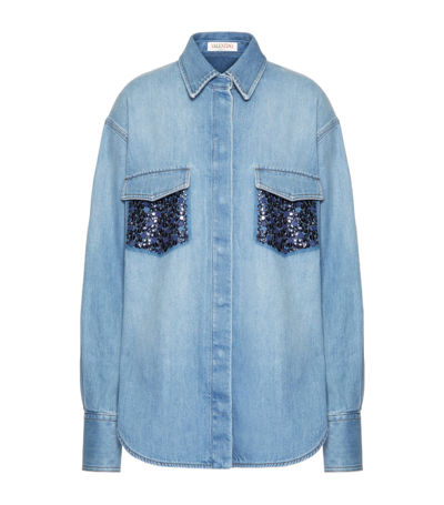 Valentino Sequin-embellished Denim Shirt