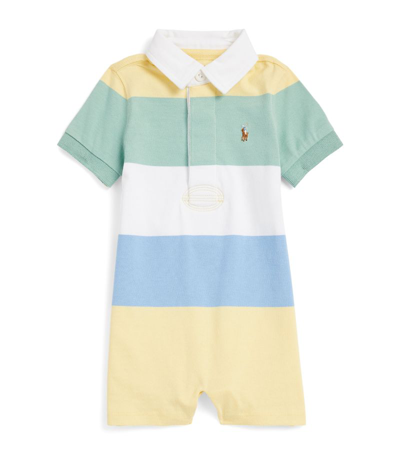 Ralph Lauren Babies' Striped Polo Pony Playsuit (3-12 Months) In Yellow