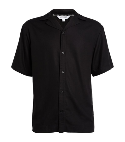 Calvin Klein Logo-tape Short-sleeve Shirt In Black