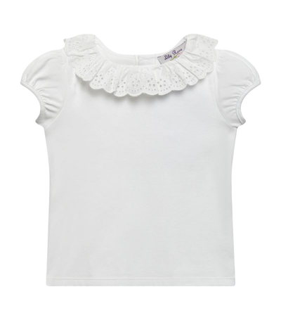 Trotters Kids' Elsie Embroidered-collar Short-sleeve Stretch-jersey Top 2-11 Years In White