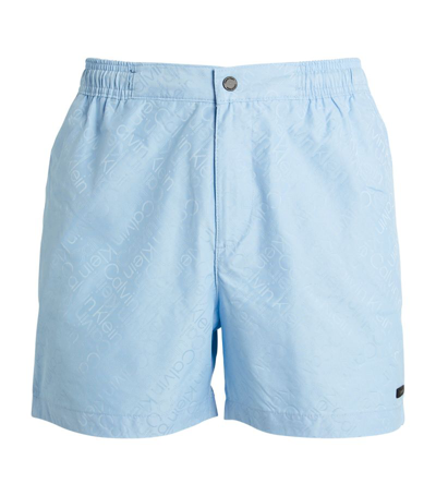 Calvin Klein Tonal-print Swim Shorts In Blue