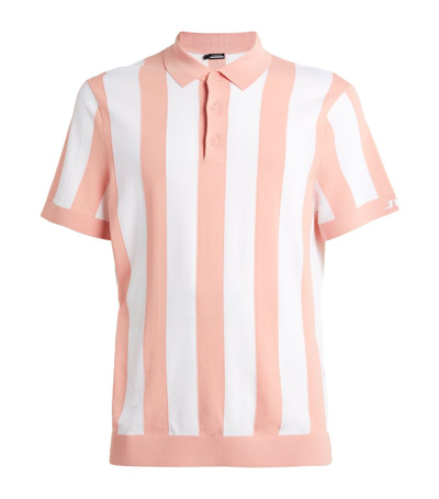 J. Lindeberg Striped Maseo Polo Shirt In Pink