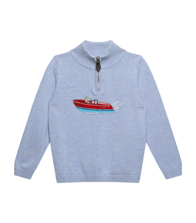 Trotters Kids' Speed Boat Half-zip Sweater (6-11 Years) In Blue