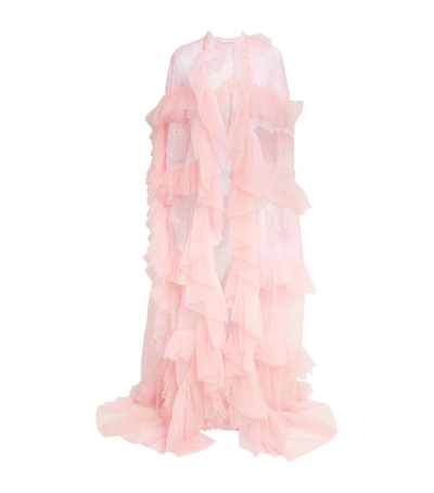 Honayda Tulle Ruffled Cape In Pink