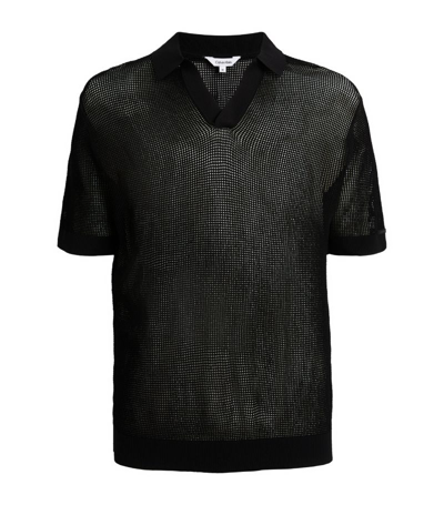Calvin Klein Mesh-knit Polo Shirt In Black
