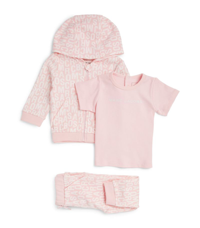 Marc Jacobs Cotton Hoodie, T-shirt And Leggings Set (6-18 Months) In Pink