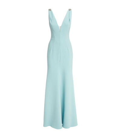 Jenny Packham Crystal-strap Lola Gown In Blue