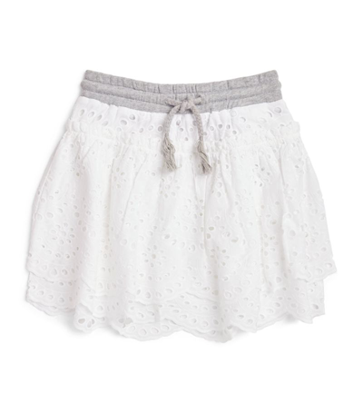 Max & Co Kids' Floral-lace Cotton Skirt In White