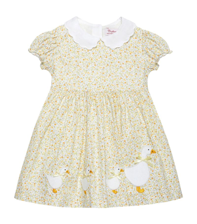 Trotters Cotton Floral Print Duck Dress (3-24 Months) In Yellow