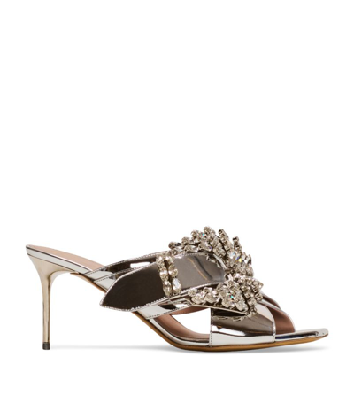 Balmain Uma Western Mules In Mirrored Leather In Silver