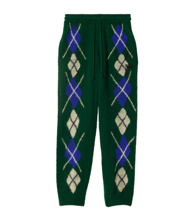 Burberry Argyle Wool Jogging Trousers In Ivy