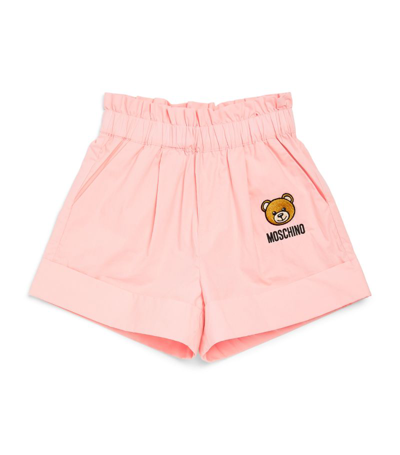 Moschino Kids' Paperbag Waist Bear Shorts (4-14 Years) In Pink