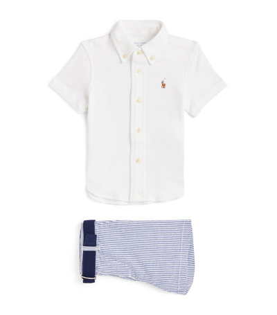 Ralph Lauren Babies' Short-sleeve Shirt And Shorts Set (6-24 Months) In White