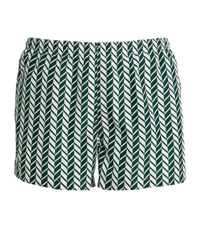 Ron Dorff Herringbone Print Swim Shorts In Green