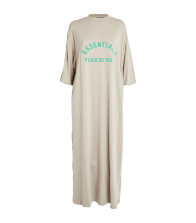 Fear Of God Logo Maxi T-shirt Dress In Grey