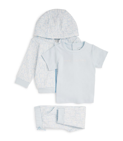 Marc Jacobs Kids' Cotton Hoodie, T-shirt And Leggings Set (6-18 Months) In Blue