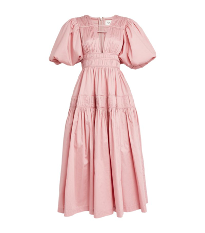 Aje Fallingwater Ruched Midi Dress In Pink