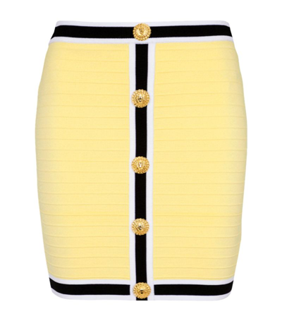 Balmain Stripe-trim Mini Skirt In Yellow