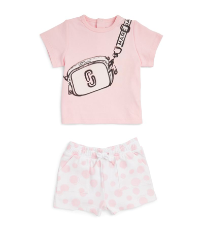 Marc Jacobs Babies' Camera Bag T-shirt And Shorts Set (3-18 Months) In Pink