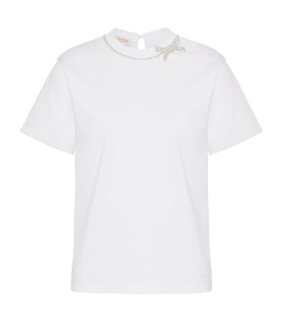 Valentino Embellished Bow T-shirt In White