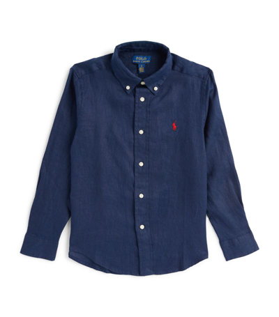 Ralph Lauren Polo  Kids Linen Polo Pony Shirt (2-7 Years) In Navy