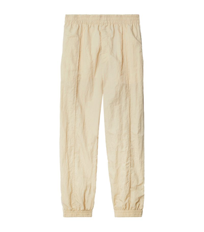 Burberry Crinkled Wide-leg Track Trousers In Neutrals