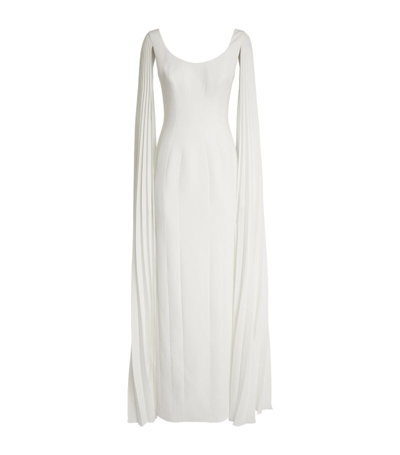 Honayda Pleated-cape Gown In White