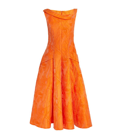 Talbot Runhof Boat-neck Midi Dress In Orange